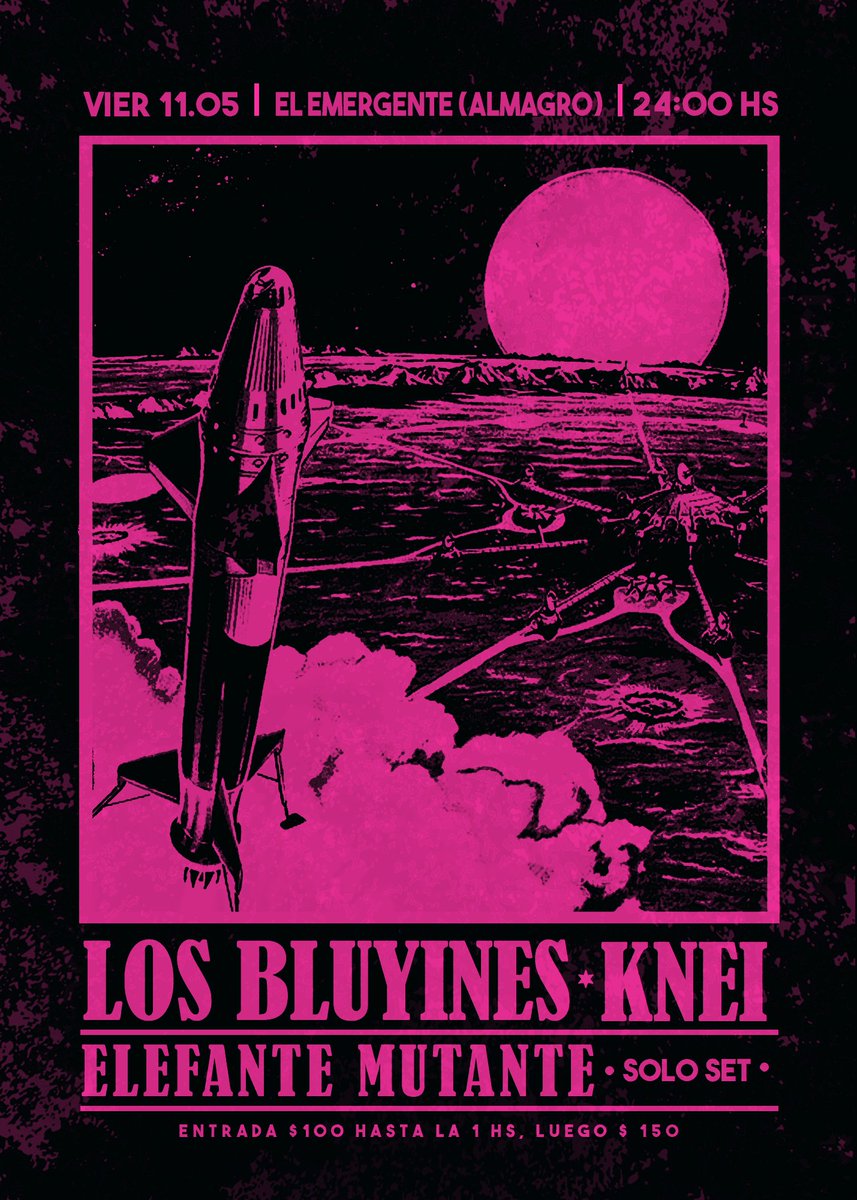 Esta noche tocamos en <a href="/elemergenteclub/">El Emergente Almagro</a> de Almagro desde la medianoche, junto a <a href="/trioknei/">trioknei</a> y Elefante Mutante. Entradas $100 hasta la 1am, luego $150