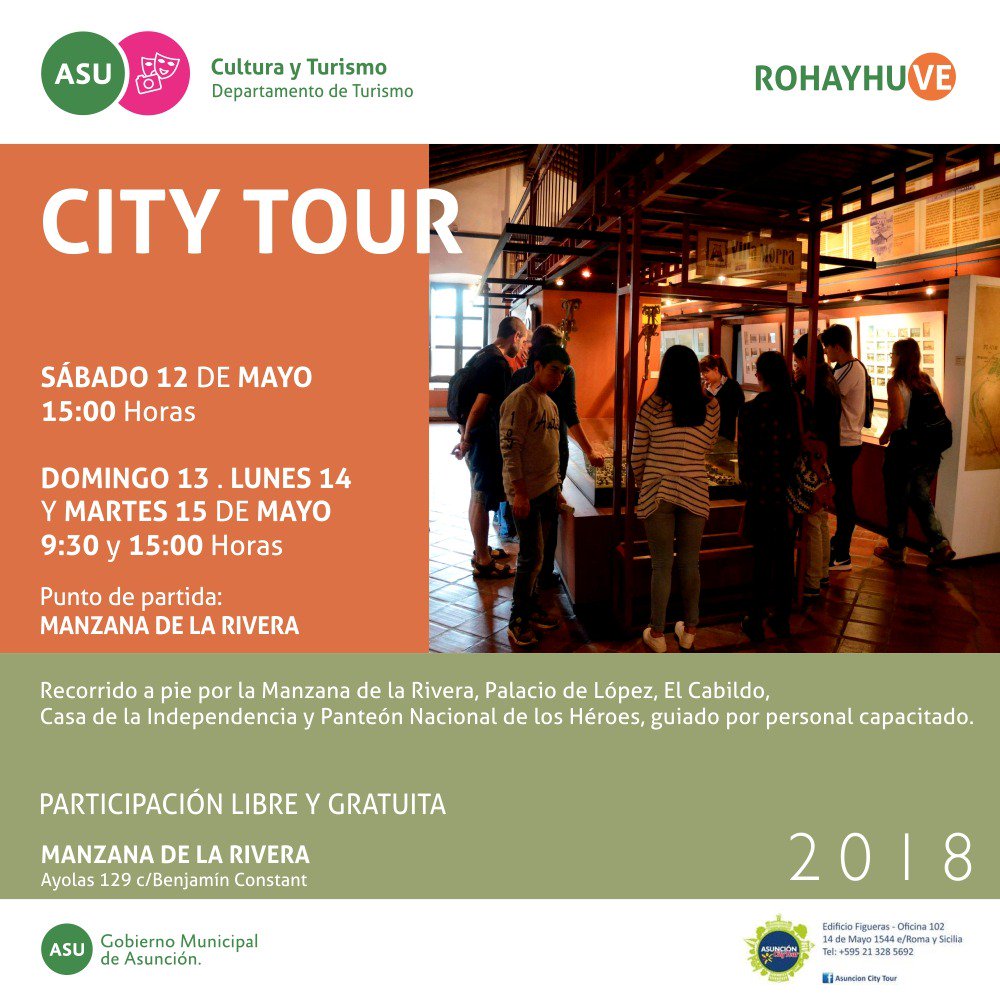 AsuncionMuni's tweet photo. #Agendá
Más propuestas para disfrutar de la ciudad durante estos días.
¡Celebramos a la patria y a las madres con mucha fiesta, color y diversión! https://t.co/gtUEjui8Gx