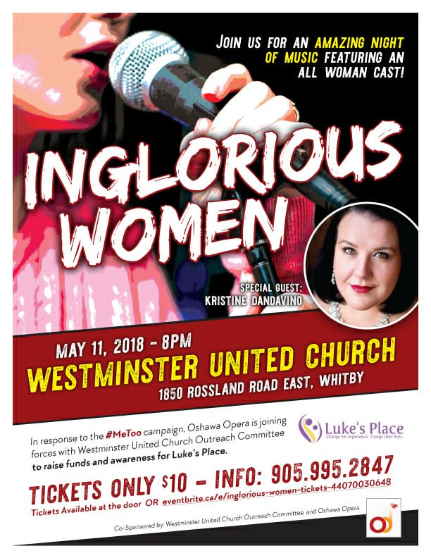 oshawaopera's tweet photo. Tonight. Inglorious Women. #metoo #ingloriouswomen @SaraBareilles @LukesPlace1 @OshawaCulture @oshawaopera https://t.co/jJO1cxLuI2