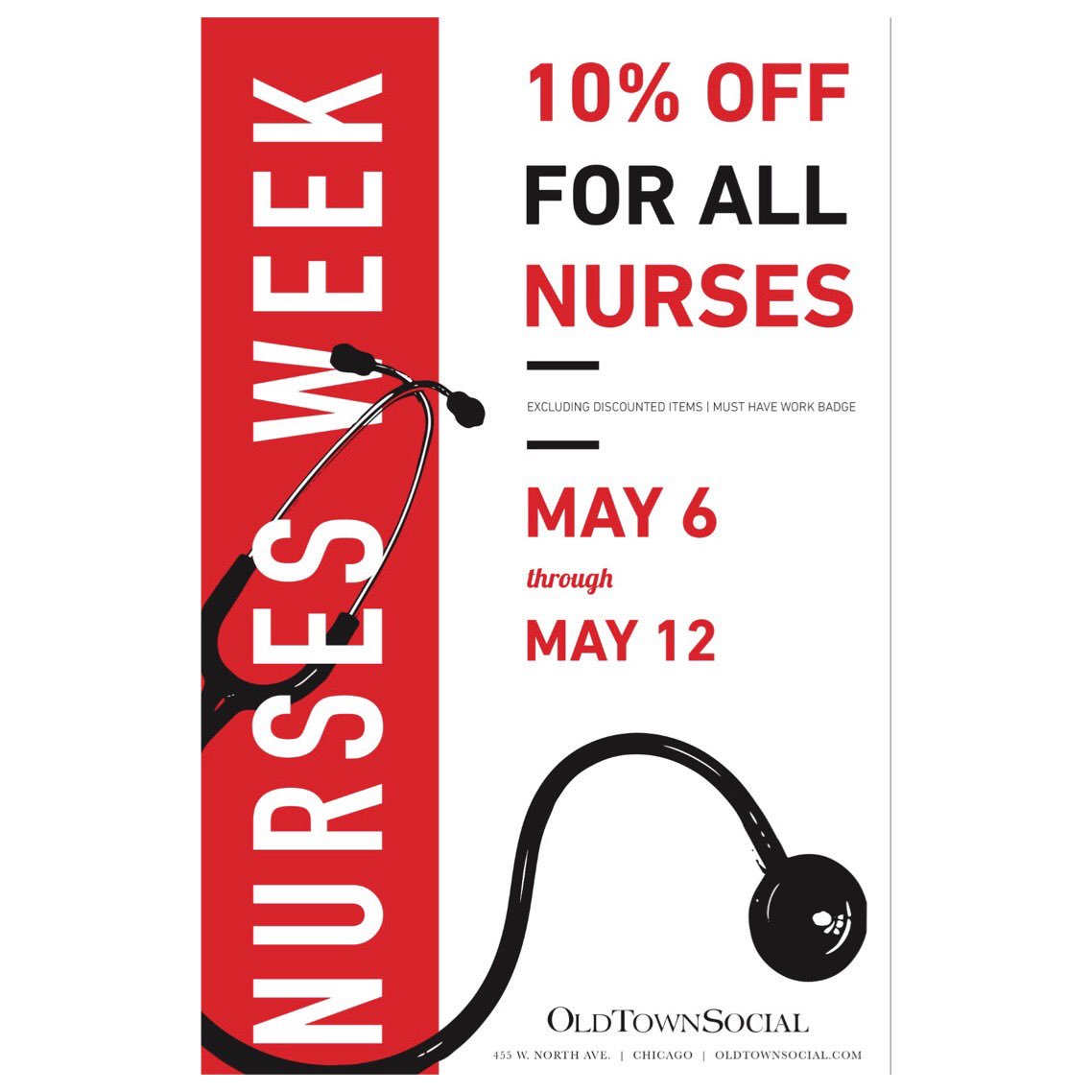 Happy Nurse’s Week from Old Town Social! 🤗 Just bring your badge!
🏥
🏥
🏥
#nurses #nursesweek2018 #nursesweek #chicago #chicagobarscene #chicagogram #oldtownchicago #oldtown #oldtownsocial #nurse