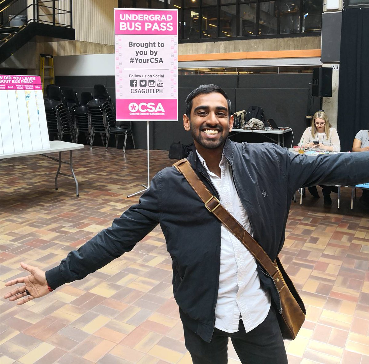 csaguelph's tweet photo. Andrew picked up his bus pass, have you? Grace period ends tonight! So if you haven't picked up your pass, we're in the UC until 6! Even if you're not taking classes you can still opt-in to get a bus pass!
#YourCSA #CSAinfo https://t.co/iSp9FNh2in