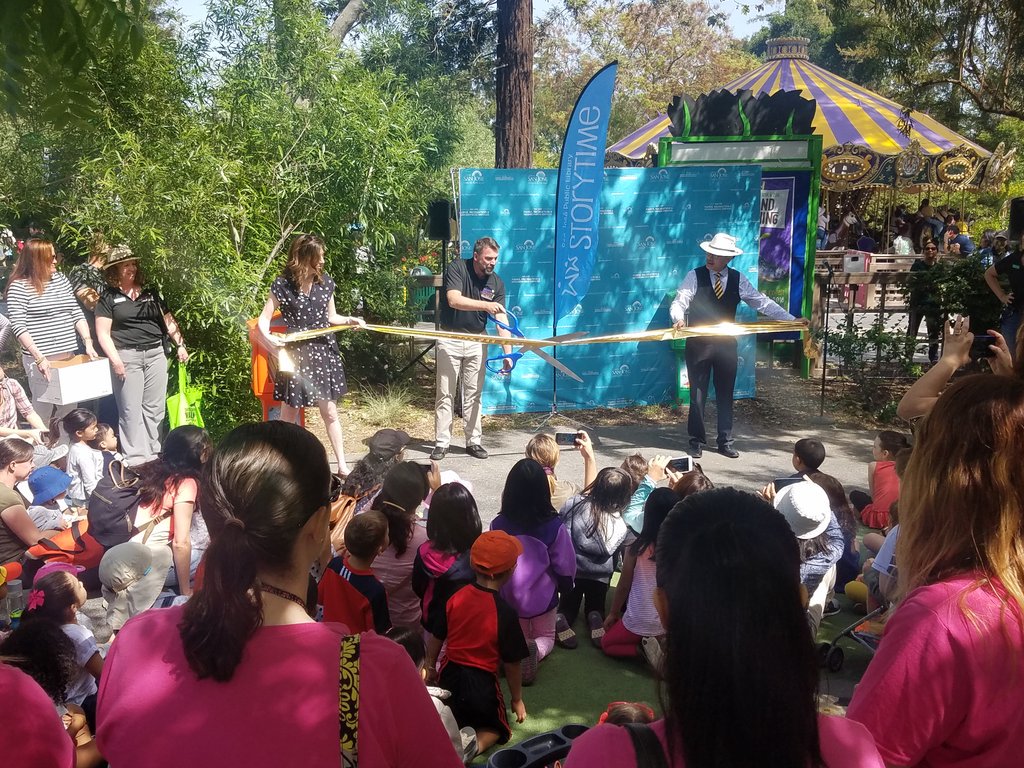 sanjoselibrary's tweet photo. . @TamNguyenD7, @HHPZoo, and #SJPL City Librarian @jillavisbourne officially introduced #HHPZ's story stations packed with #books sponsored by our #SJPLearlyed unit . https://t.co/YhtOj45bVX