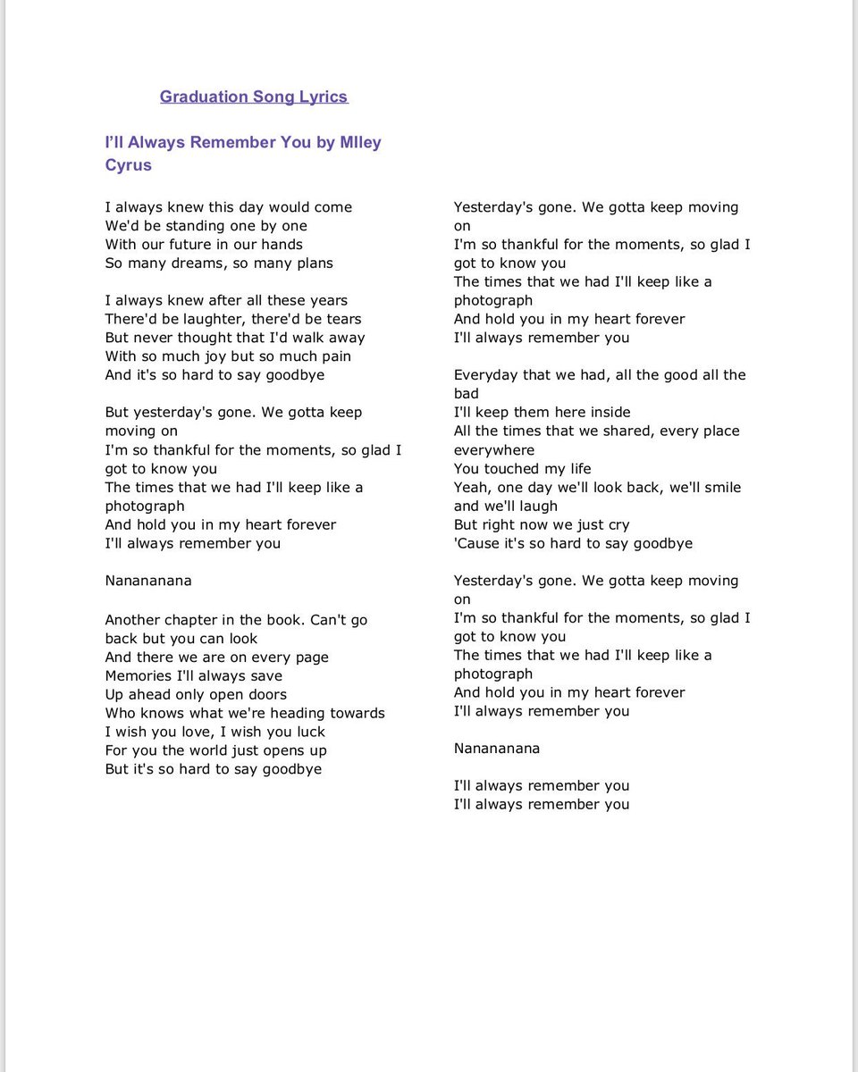 Govs2018's tweet photo. SENIORS! Here are the the lyric to our Grad Song!! 💜😈 https://t.co/Qi4onDgKR3