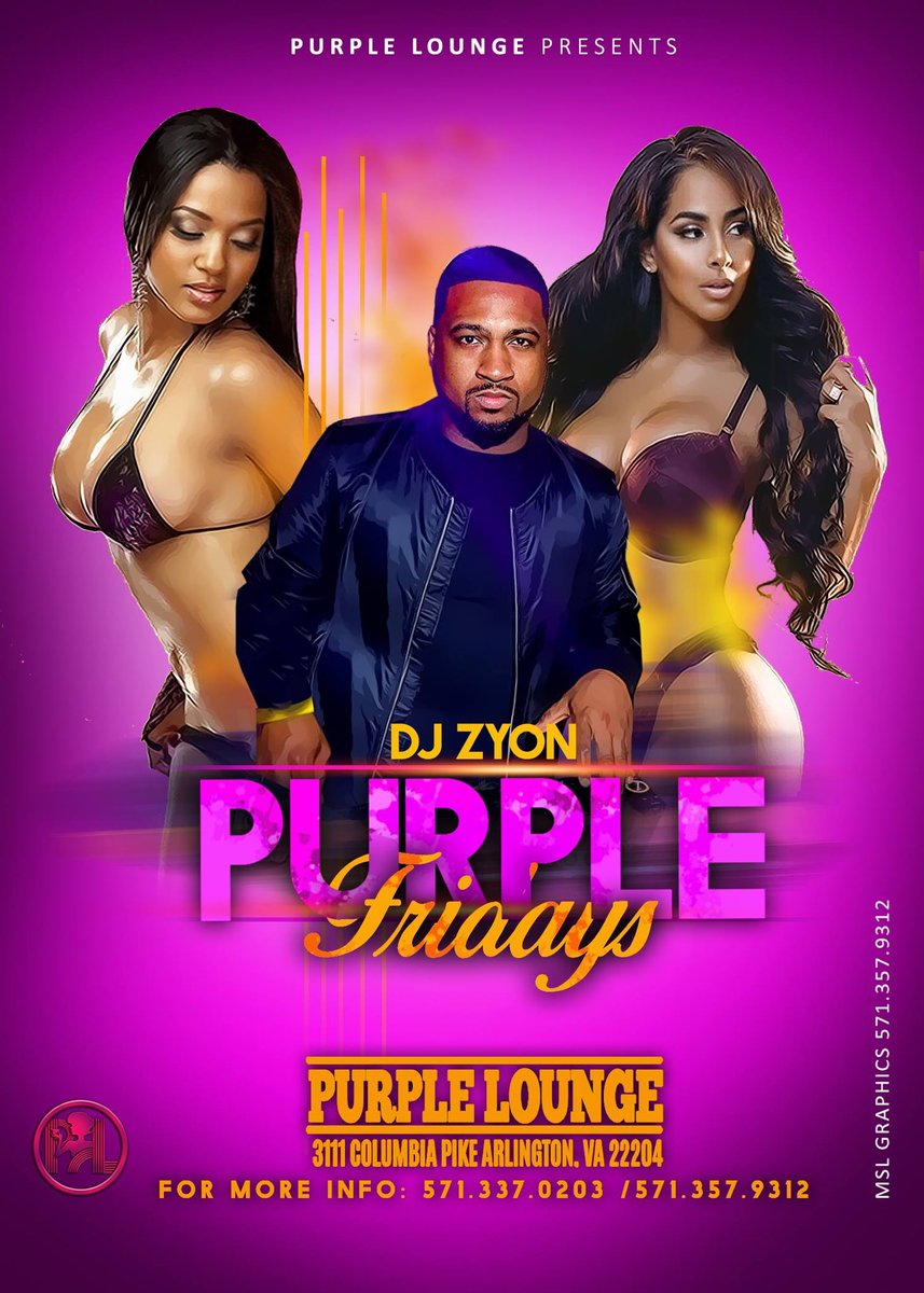 CJayTheComic's tweet photo. Tonight #PurpleFridays 
Everybody Free ALL NIGHT
$150 Moet All Night
Contact for tables 2028396612
Doors open 9:00 
Powered by : @mrroyal09 @raw_ntertainment @clubdmv @cjaythacomic #clubdmv #partyinva #dmvnightspots #vanightlife #purplefriday https://t.co/BWu3AZJx74
