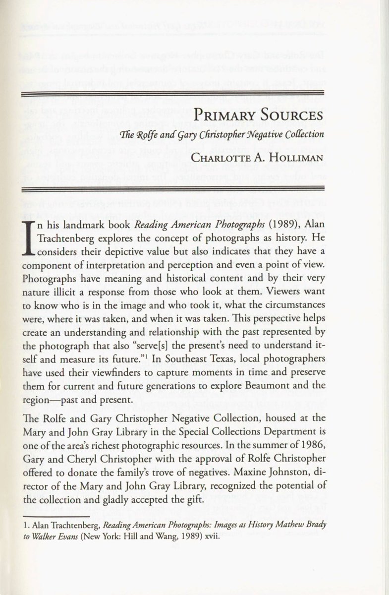 LamarULibrary's tweet photo. Recent journal of the Texas Gulf Historical Society called , "The Texas Gulf Historical and Biographical Record". The article includes images from the Rolfe and Gary Christopher Negative Collection from  Special Collections. https://t.co/oGQrpkwXCr