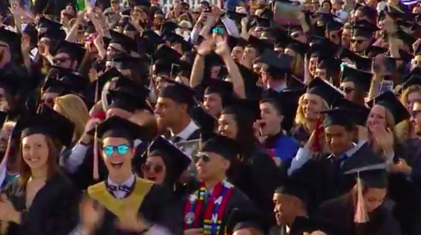 UMassAmherst's tweet photo. Congratulations UMass Amherst Class of 2018!  #umass2018 .... Keep following us here tonight and tomorrow for reports and more photos from all the Commencement ceremonies. https://t.co/iJaLwJy8b7