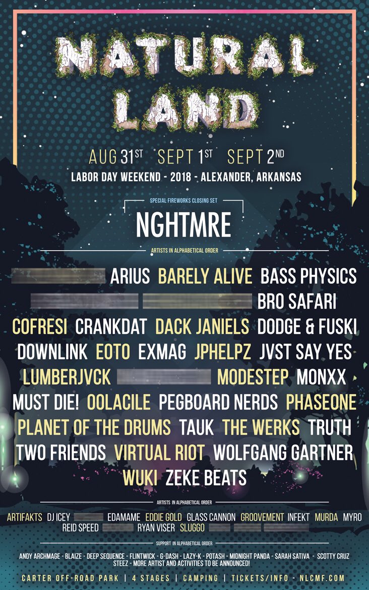 NGHTMRE's tweet image. First ever show in Arkansas ! Can't wait to get weird with you guys this Labor Day weekend! 💙🔮 @natlands