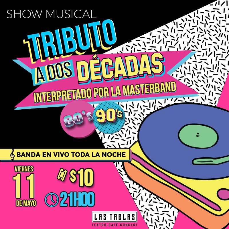 OEtv_'s tweet photo. ¡ESTE VIERNES! 👉 La mejor música en inglés y en español interpretada por LA MASTERBAND 🙌🎤🎶 TRIBUTO A DOS DÉCADAS 80’s 90’s
•
•
✅ SHOW MUSICAL
📆 VIERNES 11
⏰ 21H00
🎟 $10
☎ RESERVAS AL 099-11-27-290 (llamada ó whatsapp) https://t.co/yma7wlVqAE