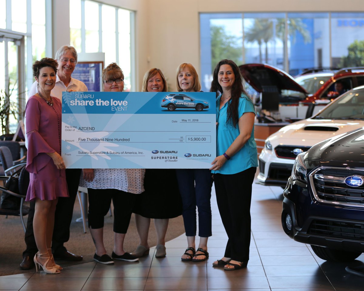 ShopSubaru's tweet photo. Subaru Superstore is honored to present AZCEND with a charitable donation of $5,900 through the Subaru Share the Love Event.
. #subaru #sharethelove #azcend #subarusperstoreaz https://t.co/dGq8DgYmdd