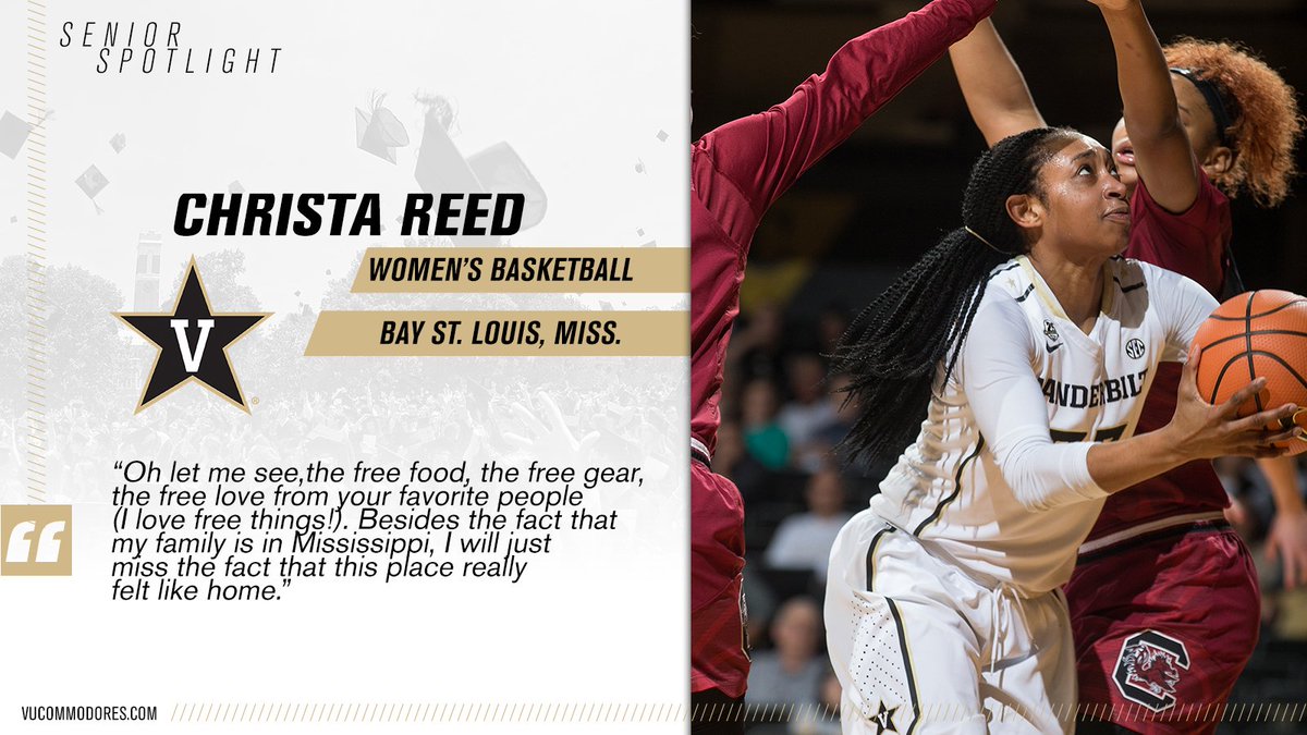 VandyWBB's tweet photo. SENIOR MOMENT | Christa Reed likes "free" (see graphic below) but as the Mississippi native heads off into the world she's going to miss Vanderbilt a place she has come to call home.#VUGrad #VU2018 #AnchorDown https://t.co/ffz4pWspVi