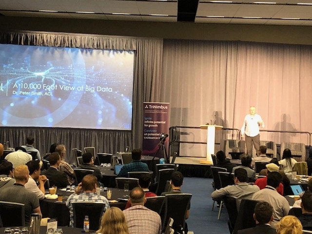3Nimbus's tweet photo. Peter Smith from @aclservices gives us a 10,000 foot view of #BigData at the #DevSecOpsSummit https://t.co/eKbHA6FO2U