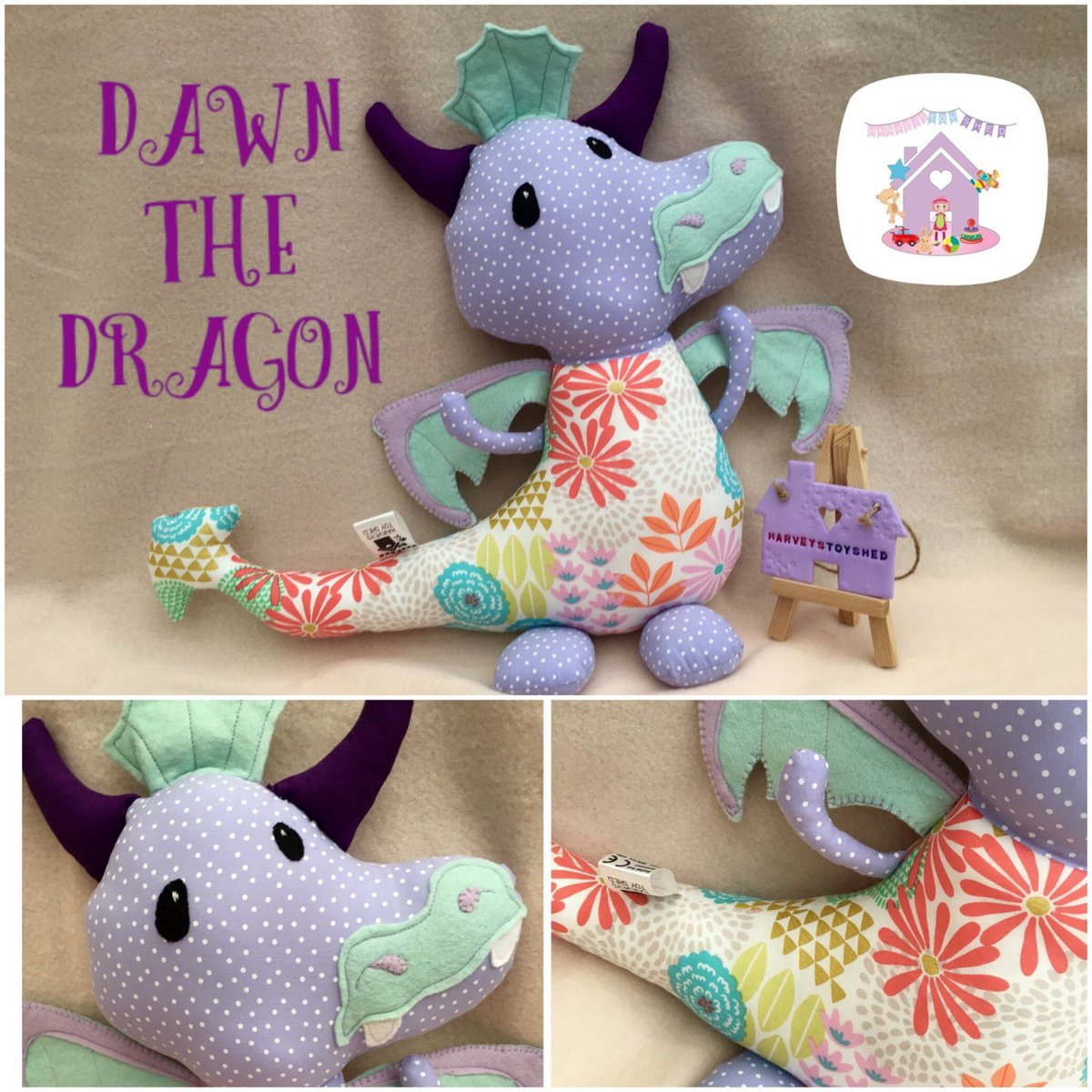 Dragon Soft Toy Handmade to Order tuppu.net/1e4811f5 #HarveysToyShed #Etsy #ChildsGift