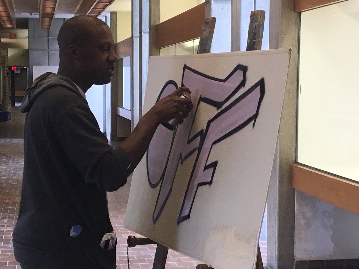 trish_boon's tweet photo. Basics of graffiti with @mediah at the Art Centre. Can’t wait for these kids to start spraying! #mtn #graffitiart #HipHopEd https://t.co/TXqYmadIRe