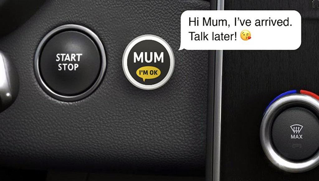 StephenHoltzman's tweet photo. GROUPE RENAULT #GroupeRenault (Thomas Audebert) “ #MUMBUTTON ” THE CONNECTED BUTTON TO REASSURE PARENTS. Renault launches "MUM BUTTON", a connected button adaptable to any dashboard, which sends an automated message with one touch. #RenaultEASYCONNECT https://t.co/dYMX6mUotB https://t.co/Wq4EAtXvAa