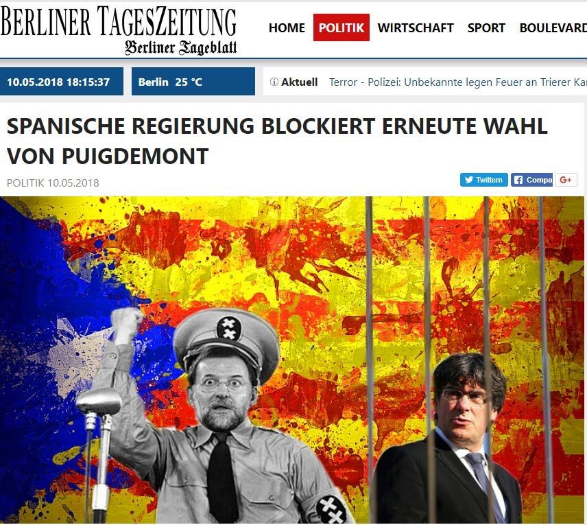 Si han aconseguit que un diari alemany, que mai banalitzen el nazisme, faci aquest article és que el totalitarisme que veuen en el Govern espanyol és de campionat! #SeDR