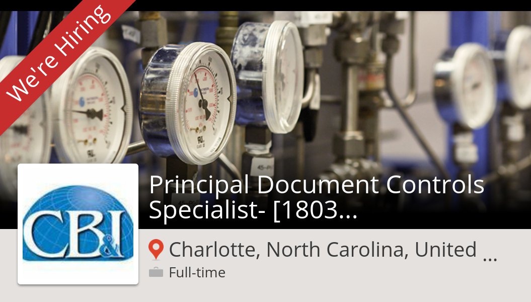 CB&I is hiring a Principal Document Controls Specialist- [1803208], apply now! (Charlotte, North Carolina, United Sta...) #job workfor.us/cbi_craft/4s5i…