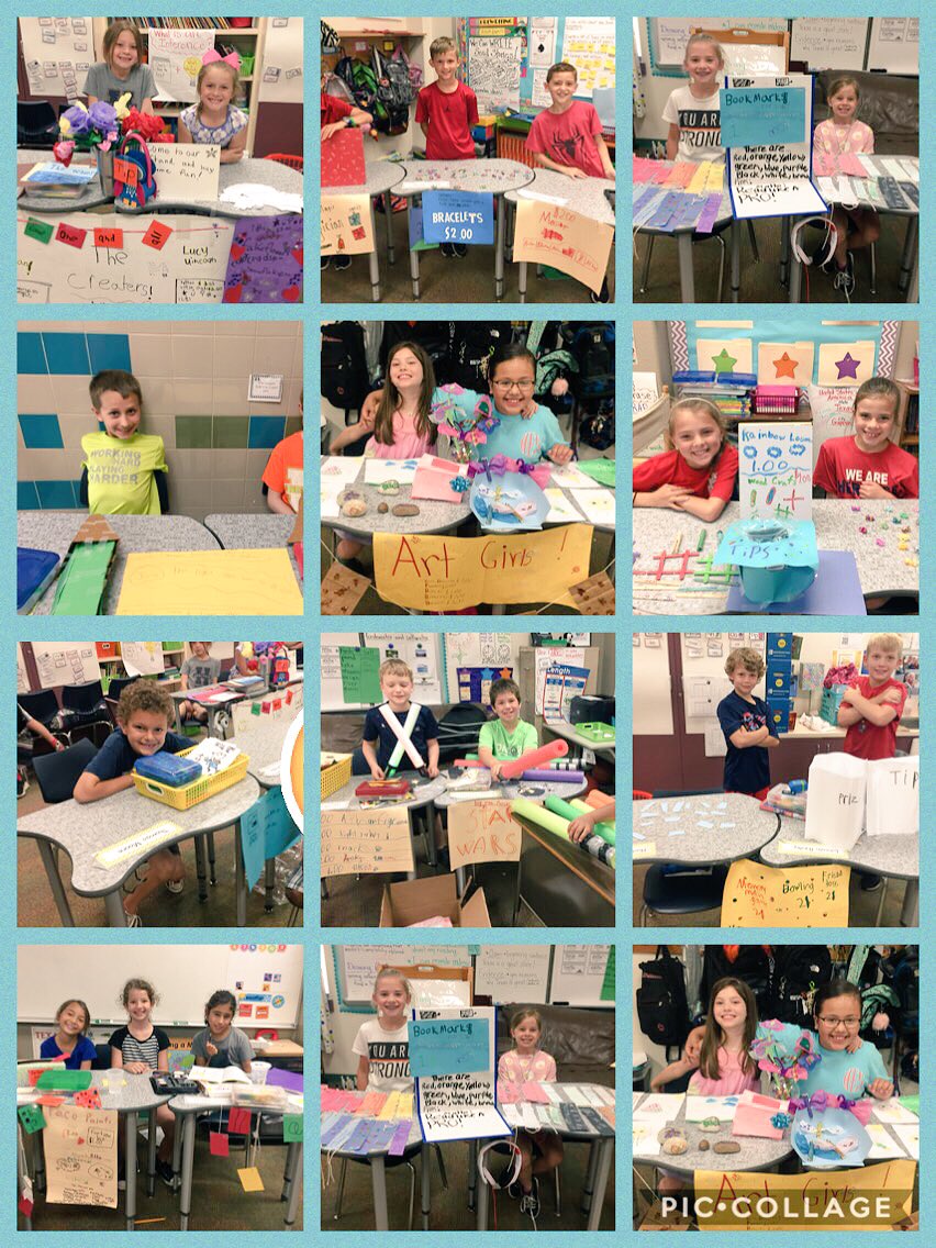 LivefromroomC5's tweet photo. Market Day in second grade was a success! Students sold goods &amp; servies as producers &amp; shopped as consumers. It was a great day! #WeAreHES https://t.co/uOuA6fMtgQ