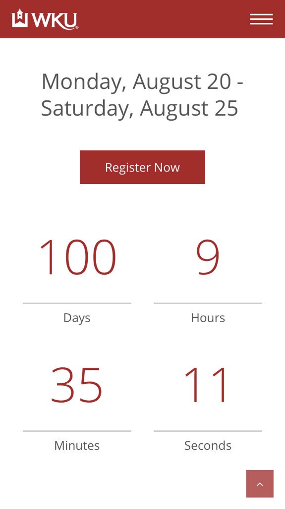 WKUMASTERPlan's tweet photo. M.A.S.T.E.R. Plan is #WKU’s transition program for all new undergraduate students, and it’s only 100 days away! Learn more and sign up at https://t.co/Z2roGJ6NRB #WKU2022 #ClimbWithUs https://t.co/dxF4jv9dIz