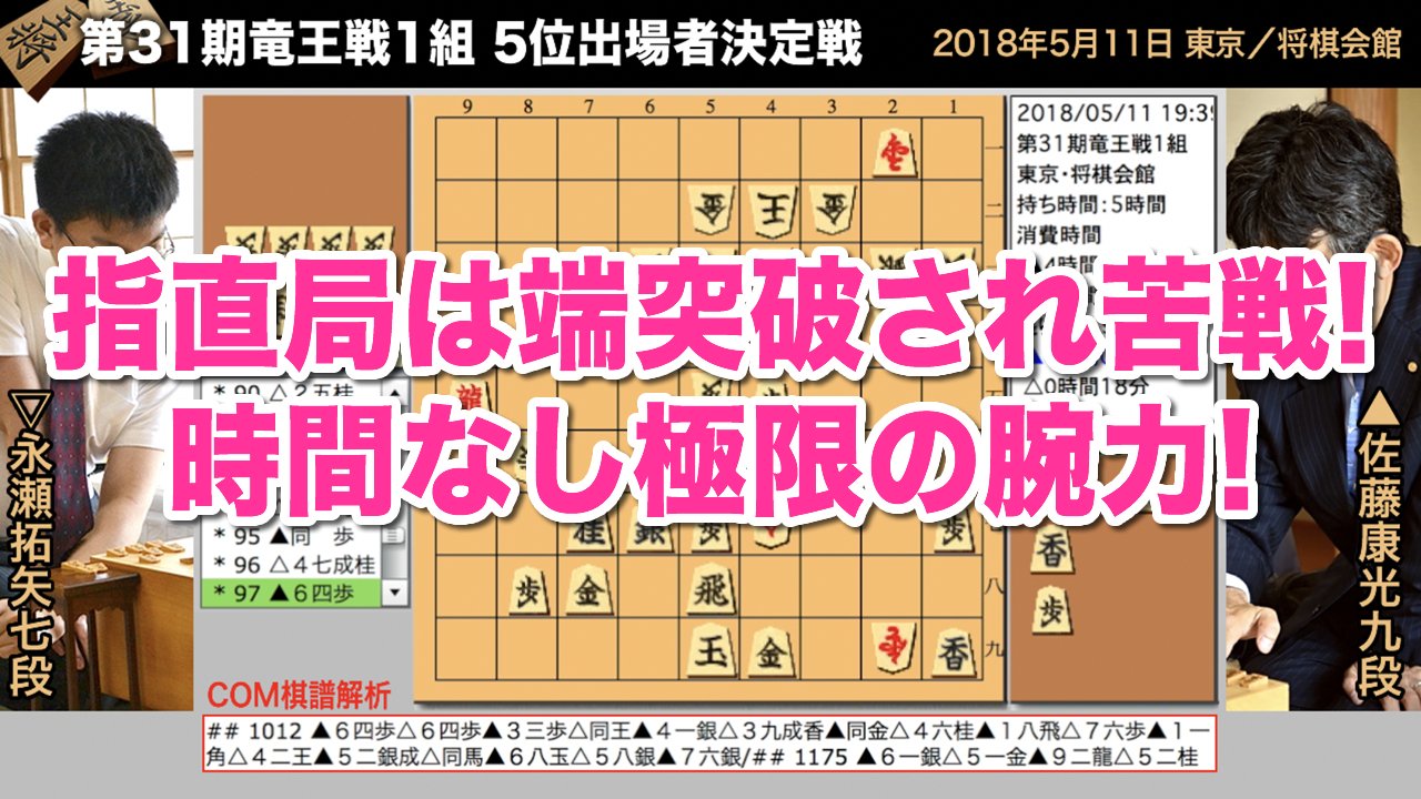 ロックショウギ 第31期竜王戦1組 5位出場者決定戦 佐藤康光九段 永瀬拓矢七段 将棋棋譜 T Co Sbesyhdixo Shogi Ryuousen