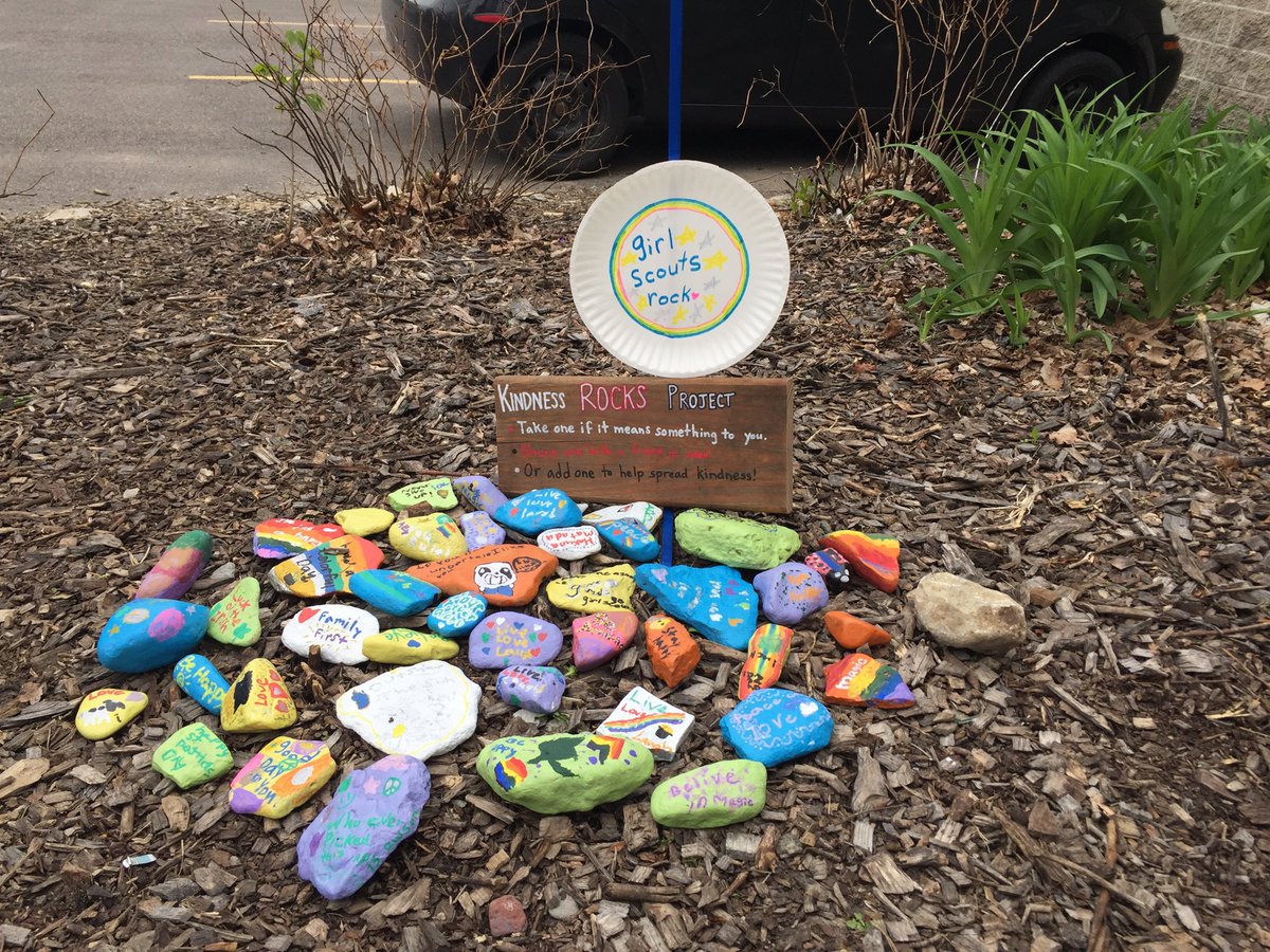 Hey <a href="/principalfitz5/">Ryan Fitzgerald</a> can you give a shoutout to Girl Scouts Troop 18296 for the new rock garden at the Hale entrance? 😃 Most of the girls are in 3rd grade at Hale and graduated to Juniors yesterday!