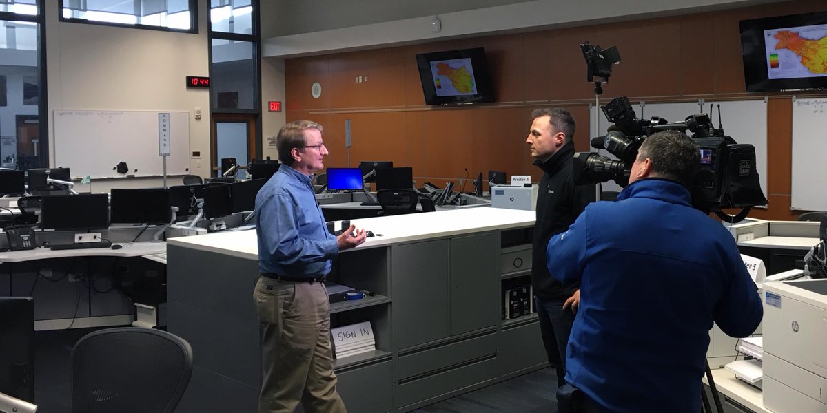 Service snapshot: Geohazards analyst John Bauer talks with a news crew about potential earthquake impacts in the Portland region. #ORService #PSRW #GeologyRocks