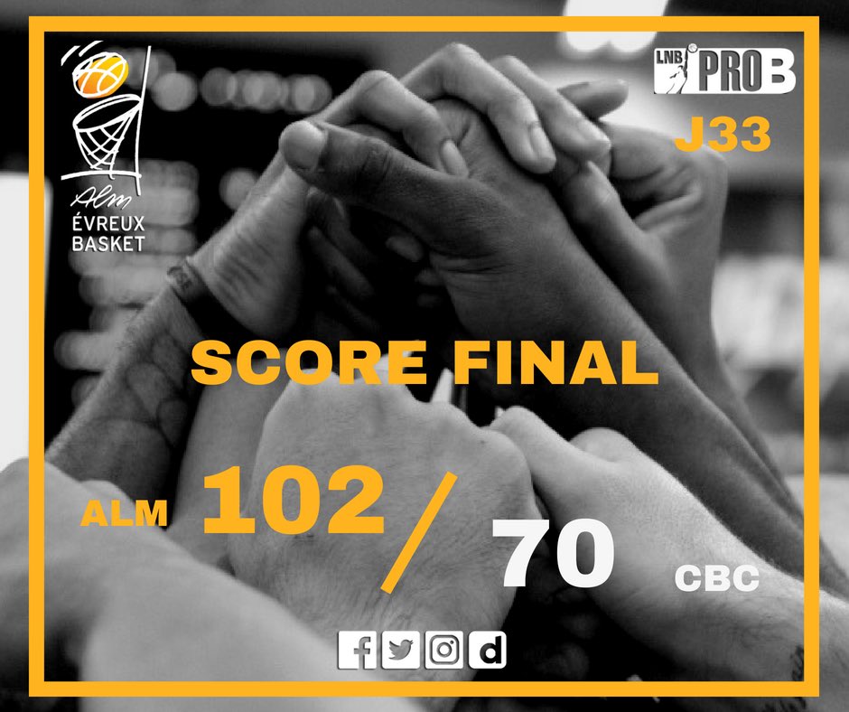 ALMEvreux's tweet photo. ✅ SUPERBE VICTOIRE !
L’@ALMEvreux reporte le dernier derby de la saison face au @CaenBC14 sur le score de 102 à 70 ! Énorme performance de la part de nos joueurs qui ont régalé leur public ce soir #TeamALM #ALMCBC https://t.co/i8rVs2v8uS