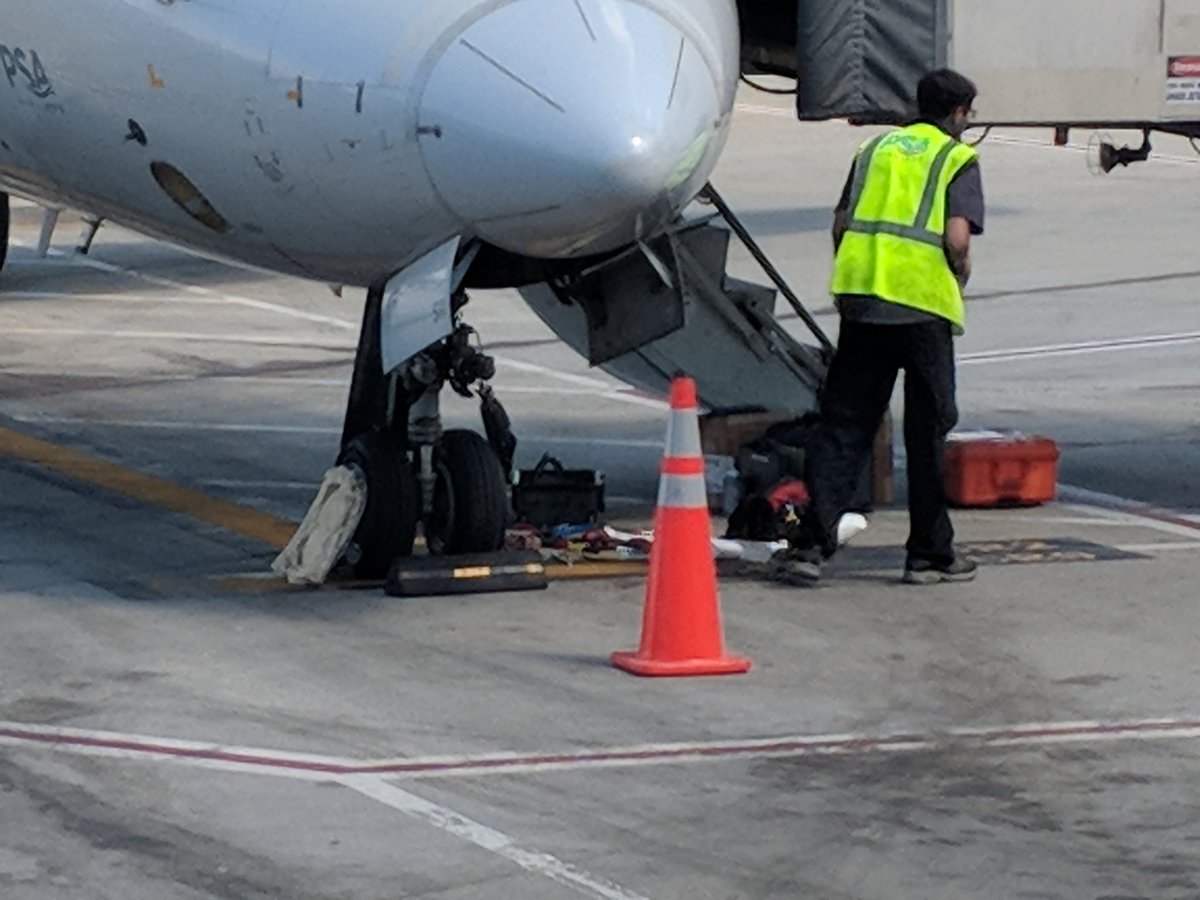 dunchudson's tweet photo. @AmericanAir 5129 scheduled to leave PHL at 11:45, now you're saying 6:05! You've been fixing it since before 10... You just announced you put in the wrong part and have to start from scratch! #WTF #GetAnotherPlane #AlwaysADisasterOnAA https://t.co/arTH1HYrbx