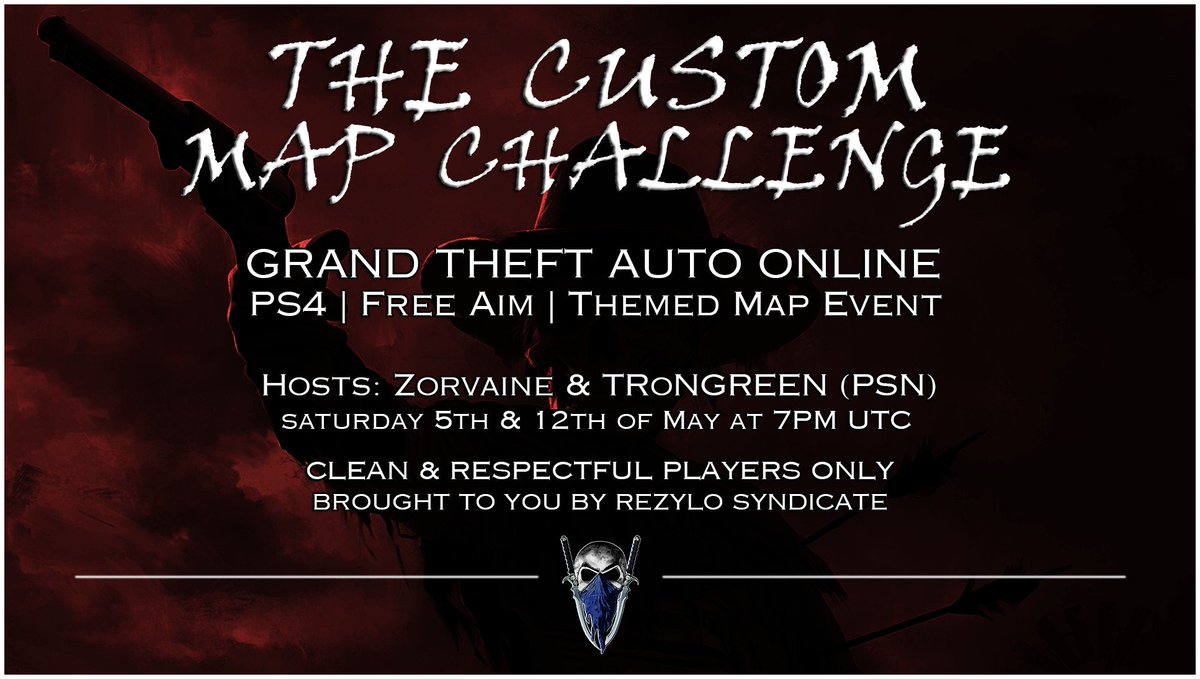 RezyloSyndicate's tweet photo. Part 2 of the The Custom Map Challenge Event continues tomorrow! 

In the excitement of Red Dead Redemption 2's upcoming release, we'll be continuing to give you a taste of Red Dead with a playlist of PvP jobs that highlights the Double Action Revolver. https://t.co/xrOOWum83C https://t.co/fFIRonRJ7N