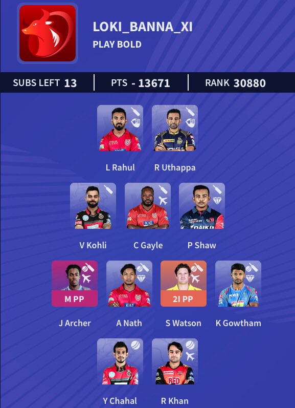 loki__banna's tweet photo. M. 43: #RRvCSK #IPL2018 #BESTvsBEST #IPLT20  #IPLFantasy #IPLFantasyLeague #IPLayWePlay #IPL11 😎🦁 https://t.co/hxdanwt0vc