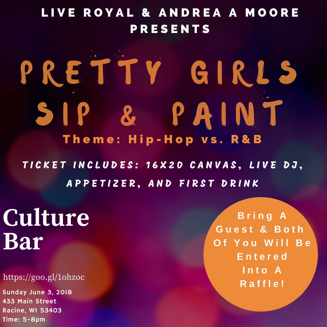 oyt_apparel's tweet photo. June’s Pretty Girls Sip &amp; Paint is approaching fast!! #linkinbio Get those tickets now and bring your favorite gal or guy! #PrettyGirls #PrettyGirlsSipandPaint #june2018events #june2018 #chicago #milwaukee #kenosha #racine #limitedseats #fridayvibes https://t.co/oTjTJsgOIn