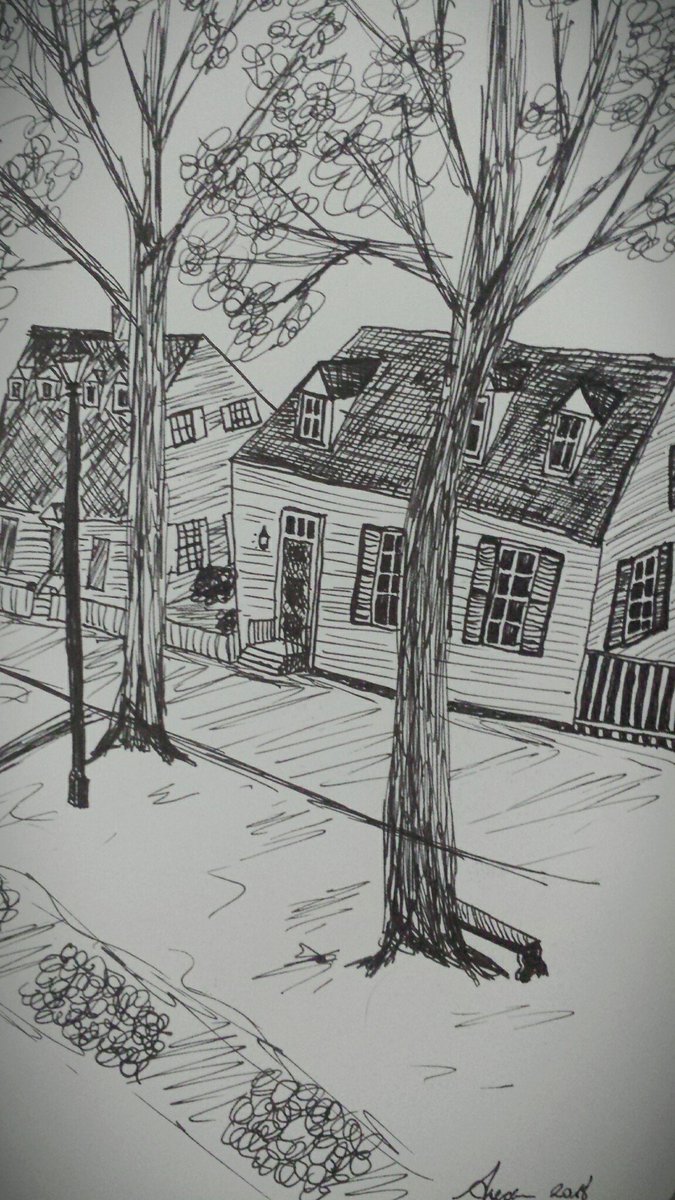 ai_valentin's tweet photo. I spent two days drawing Duke of Gloucester St in Colonial Williamsburg instead of working on my portfolio for first year review, laaaaa! #mfaproblems https://t.co/0PGrNd5hMk