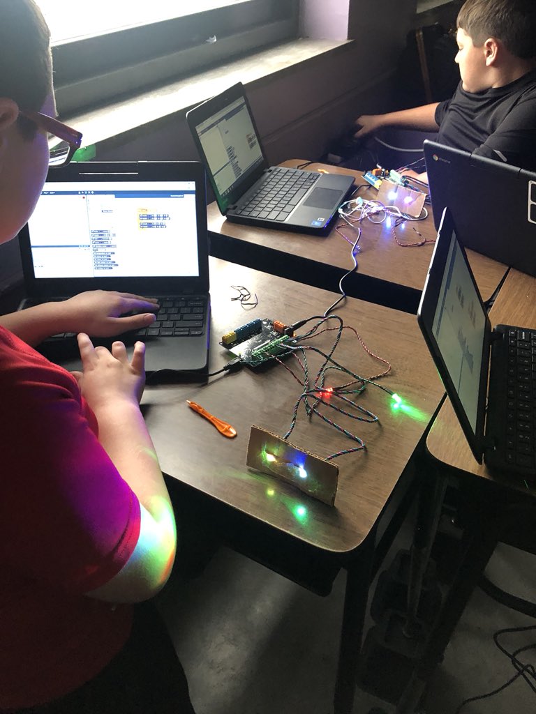 Emilycaryn's tweet photo. Great day sharing how we @remakelearning at NCASD with our guests Chris Sweeney, Wayne Jones and Butler Area SD Ts. They visited 5th grade 1:1 classrooms, Interactive PE, Art, Library and COmputer Rotations and observed our #ncasd steam in action! #ncproud https://t.co/OonYi6L8ew