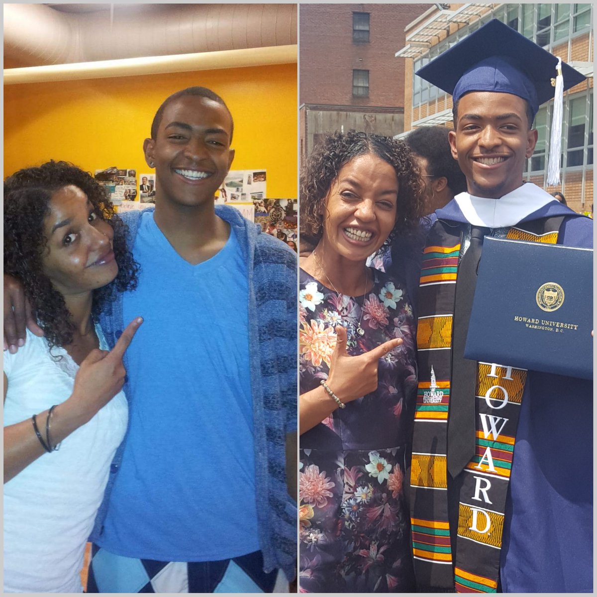 homeless2higher's tweet photo. Today is a very special day for the @homeless2higher ed family! We are celebrating our very first client's graduation from @HowardU! Thanks to everyone who invested in James' future via the #homelesstohoward campaign back in 2013! 💙💙💙 #keepgoing #mentorship #hu18 https://t.co/9HtSb6Gseb