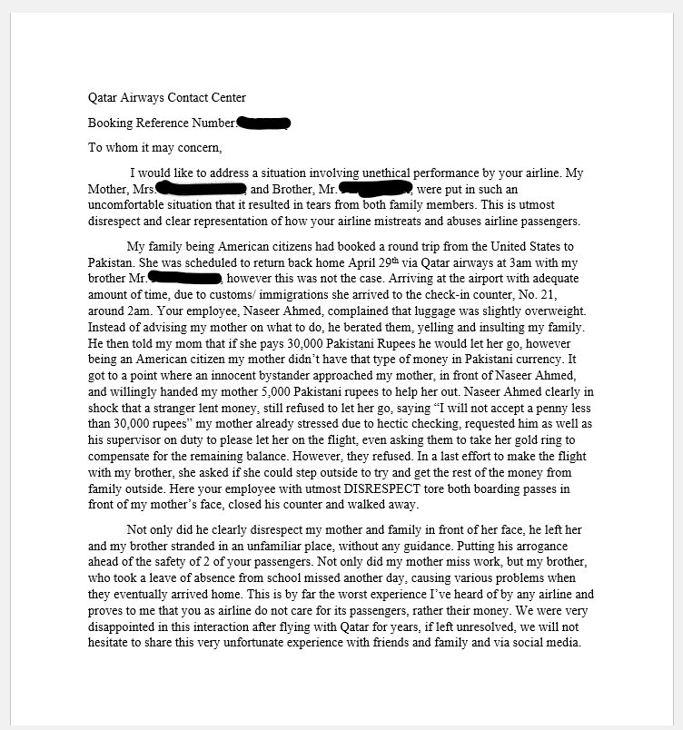 ShahhanRaheel's tweet photo. A clear example of how @qatarairways employees mistreat customers, without repercussions.
Please take a few minutes to read what my mom &amp; little brother had to deal with.
Qatar airways nonchalantly blew off the “investigation”.
**PLEASE HELP SPREAD SO THIS DOESN'T OCCUR AGAIN** https://t.co/YCmsBCmn45