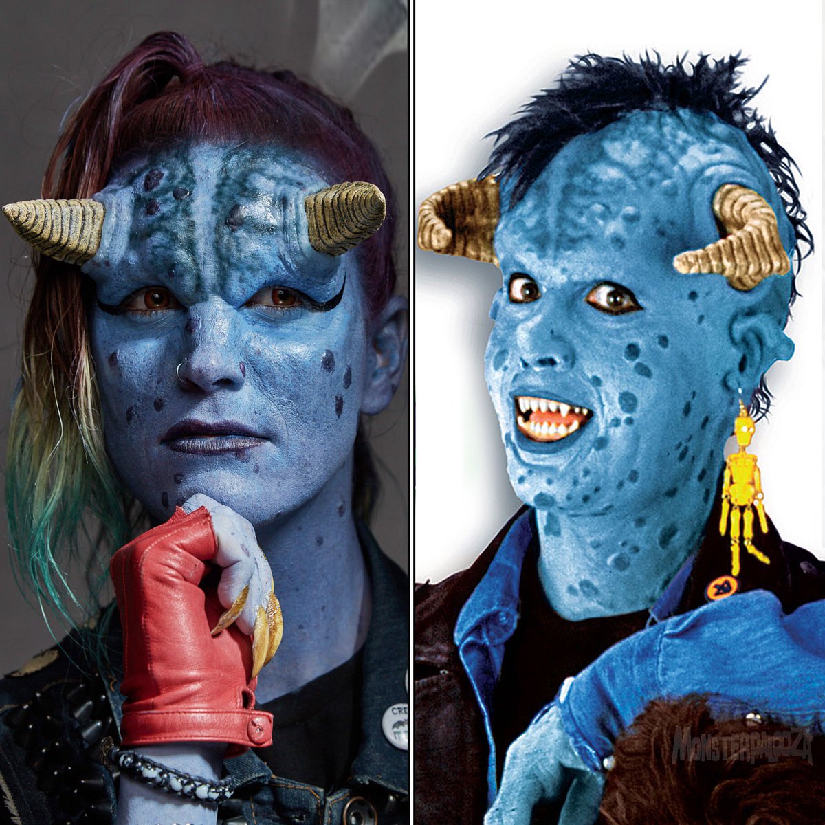 NAME THE MOVIE!
#Artists Nora Hewitt & Rachel Lynn Gervig put a twist on Maurice & created Maureen at the @melproducts booth at last months #Monsterpalooza!
*Modeled by: @KeaghlanAshley 
*Left photo by: Russell Brown & @seanteegarden @Adobe 
➨ MONSTERPALOOZA.COM