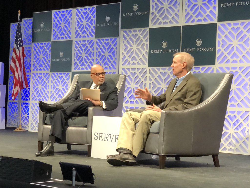 GovRauner's tweet photo. IL possesses some of the most compelling business assets in the country: central location, O’Hare & our transportation infrastructure, second-to-none distribution & logistics, low cost energy, access to capital. But we aren’t even close to living up to our potential. #KempForum https://t.co/uxz5ebYi7b