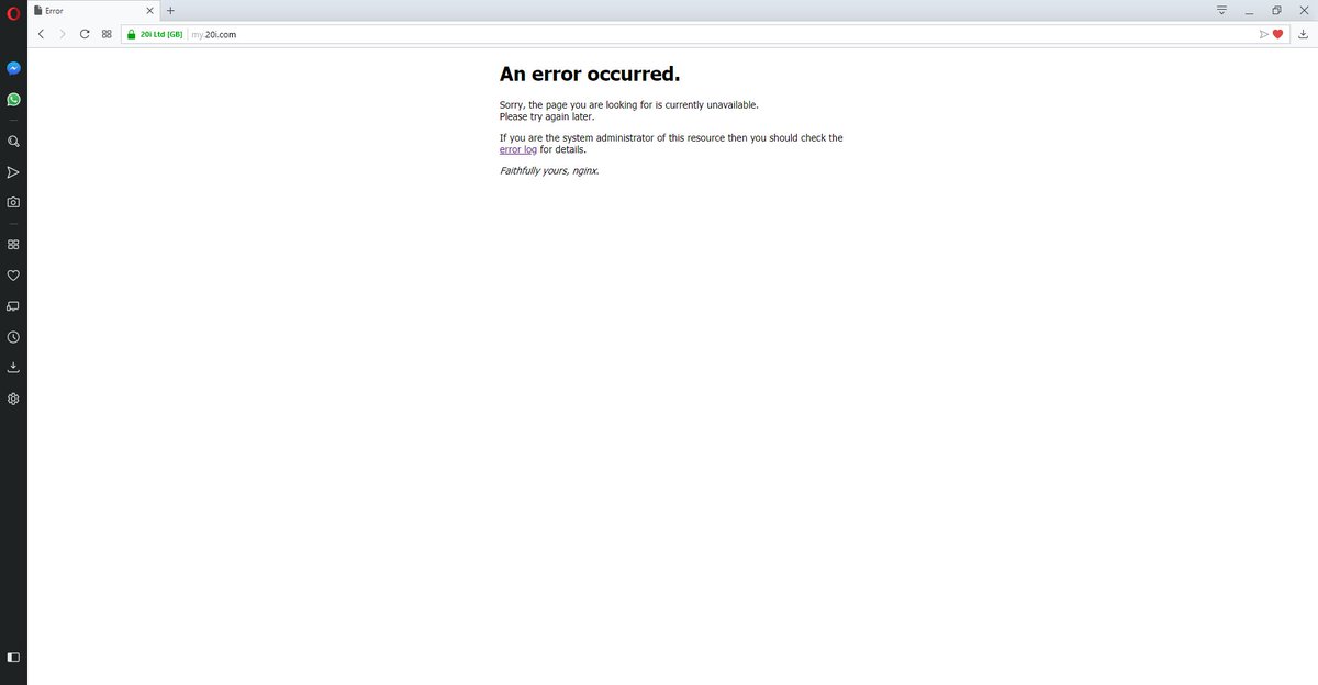 AlFindlayIT's tweet photo. @hostedby20i any idea whats wrong with the control panel? no status update on https://t.co/cIf4mHfc6y but https://t.co/s6sYWDMd5H is giving nginx errors? https://t.co/hZXG7gb6p5