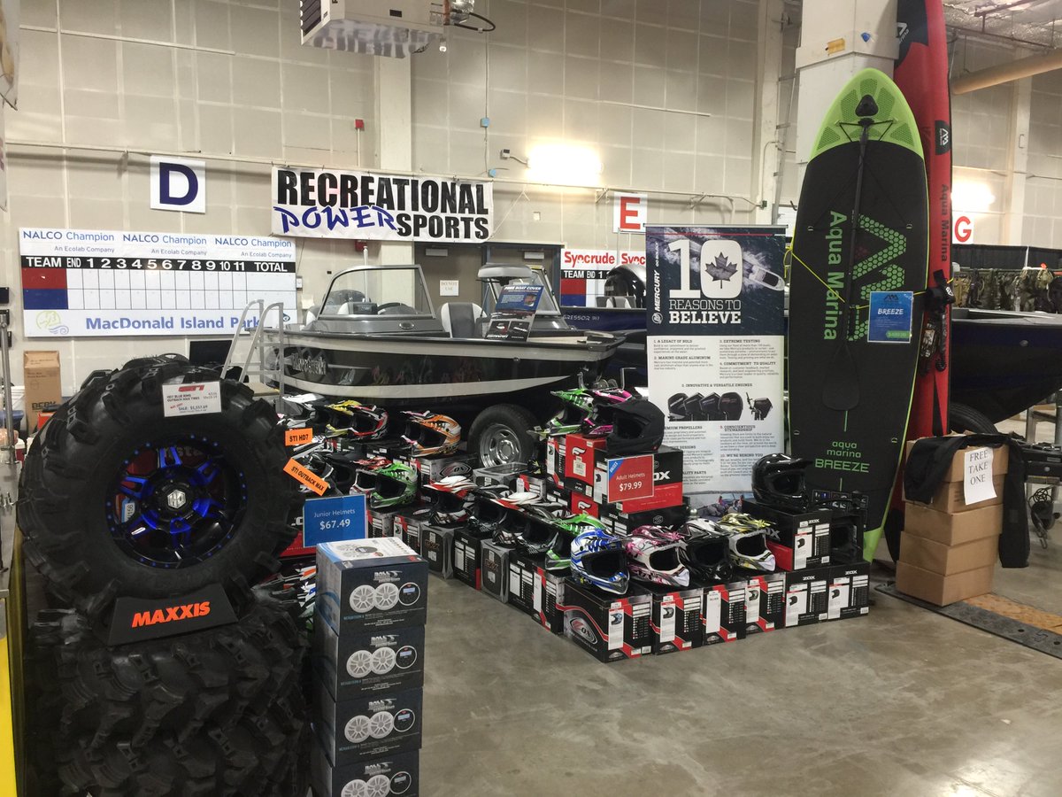 RECPOWERSPORTS_'s tweet photo. Do you have family or friends up in #FortMcMurray? 🙋‍♂️

Steven is up there all weekend at the Hunt Mania Shows Gun &amp; Sportsman Show!
He's got some of our @Mirrocraft Boats, ATV #tires, #helmets, #paddleboards, and more!

Macdonald Island Curling Rink #yyc
May 11-13th https://t.co/dxapUkjP3r