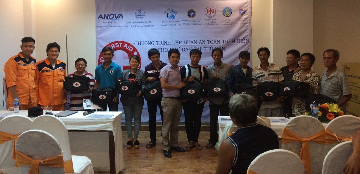 FishingLiving's tweet photo. Another successful Safety-at-Sea workshop! Organized in partnership with Vietnam's National Agency for Rescue at Sea,over 40 fishermen attended and also learned about the new VMS regulation. https://t.co/NA3hH8d55c