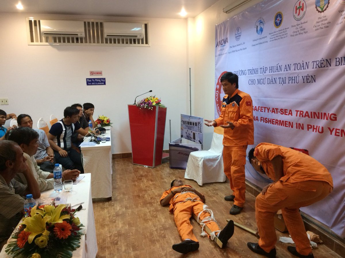 FishingLiving's tweet photo. Another successful Safety-at-Sea workshop! Organized in partnership with Vietnam's National Agency for Rescue at Sea,over 40 fishermen attended and also learned about the new VMS regulation. https://t.co/NA3hH8d55c