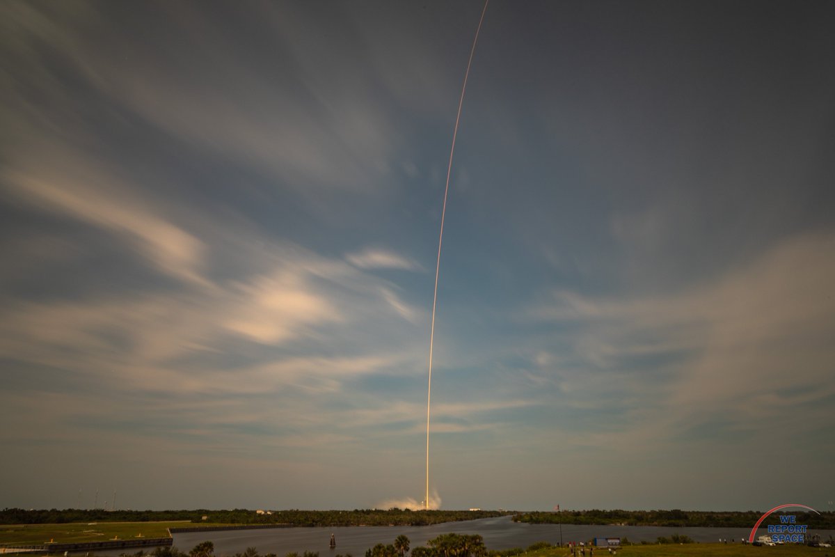 MikeSeeley's tweet photo. Congratulations to the #SpaceX team for the successful first launch (&amp; landing!) of the #Bangabandhu1 #Block5 #Falcon9 #Falcon9Block5, seen here from the Press Site at NASA's KSC, &amp; congrats to #Bangladesh for this historic launch!
(Photos: me / @WeReportSpace) https://t.co/V49XpiR6ZC