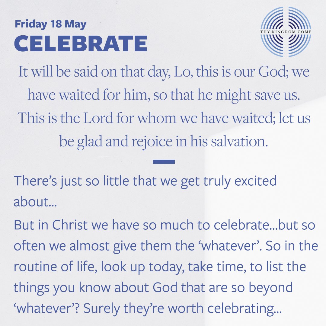 ArchbishopSarah's tweet image. In Christ we have so much to celebrate! That's why the reflection for @thykingdom_come today is about taking time to pause and remember everything we know about God that is worth celebrating. #ThyKingdomCome #Pledge2Pray