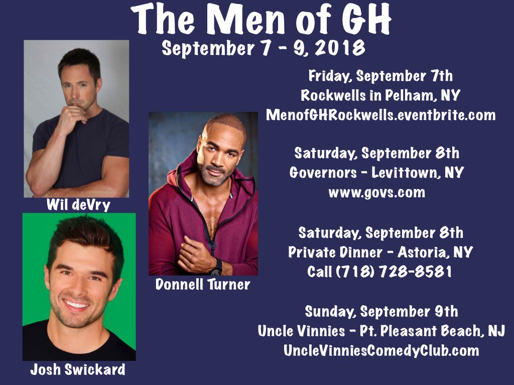 #NY #NJ Get your tickets when the Men of #GH are in town ! @WilliamdeVry1 <a href="/donnellturner1/">Donnell Turner</a> <a href="/josh_swickard/">Josh Swickard</a> #GH55