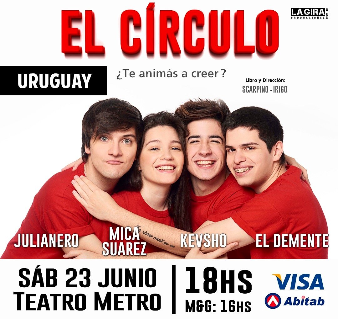 elcirculo_ok's tweet photo. Ya falta poco para vernos URUGUAY 😎🙋‍♀️

El sábado 23 de Junio los esperamos en el Teatro Metro 😊

Las entradas están a la venta en https://t.co/JhiGEy3I7v

Nos vemos! 💙
#show #teatro #humor #youtuber https://t.co/fmaJDXITy2