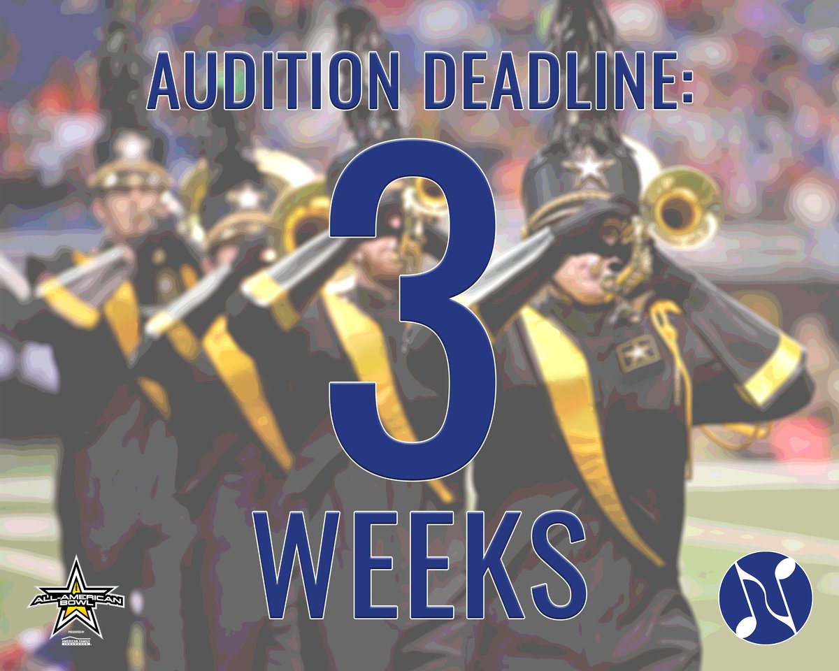 .<a href="/AllAmericanBand/">All-American Band</a> Audition Deadline: 3 Weeks!  High school juniors can go to noteworthyrecruiting.com to submit an audition.  Don't forget: Tuesday, May 15, 7 PM ET, we'll join the AAMB staff as they go Live on their Facebook page to host a Q&amp;A and go over the audition process.