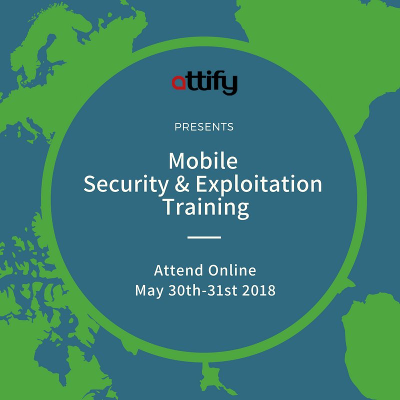 attifyme's tweet photo. Attend 2-Days hands-on #Mobile #Security & #Exploitation Training covering challenges and CTF labs for both #Android & #iOS environment.
Register here 👉 https://t.co/R3xLbuoEiD
#appsec #androidsec #iOSsec #mobilesecurity #mobilehacking #reverseengineering #mobilepentest #Attify https://t.co/PamZvqanor