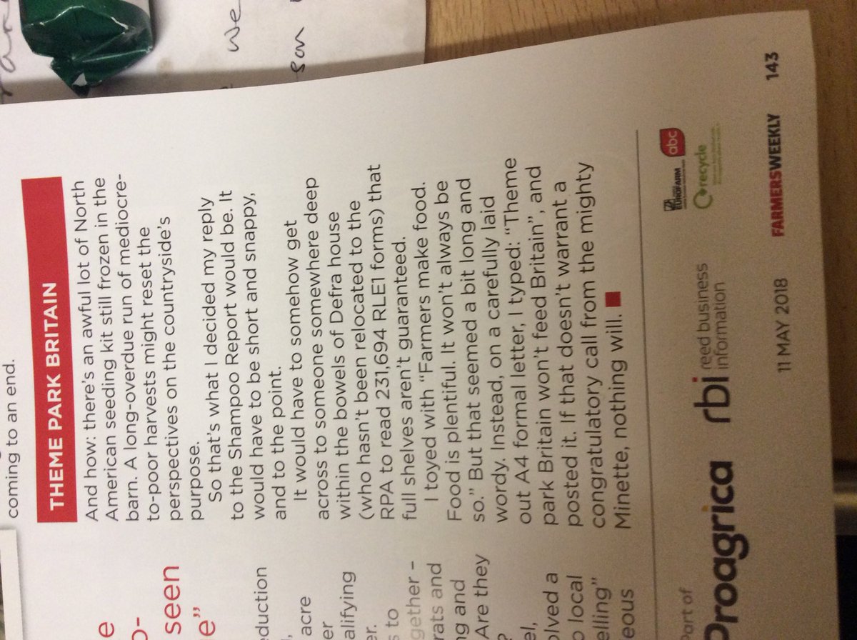 Minette_Batters's tweet photo. Well done Charlie Flindt in @FarmersWeekly you are so right in what you say: Theme park Britain won't feed Britain! Massive thanks to the many farmers who did #SpeakUpForFarming https://t.co/95OQc8qzgW