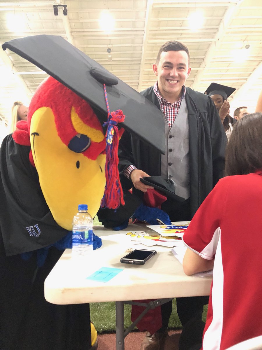 KUBabyJay's tweet photo. Hey @KUcheer does this guy look familiar?!? #KUgrad #RockChalkGraduation https://t.co/2kIm254PdT
