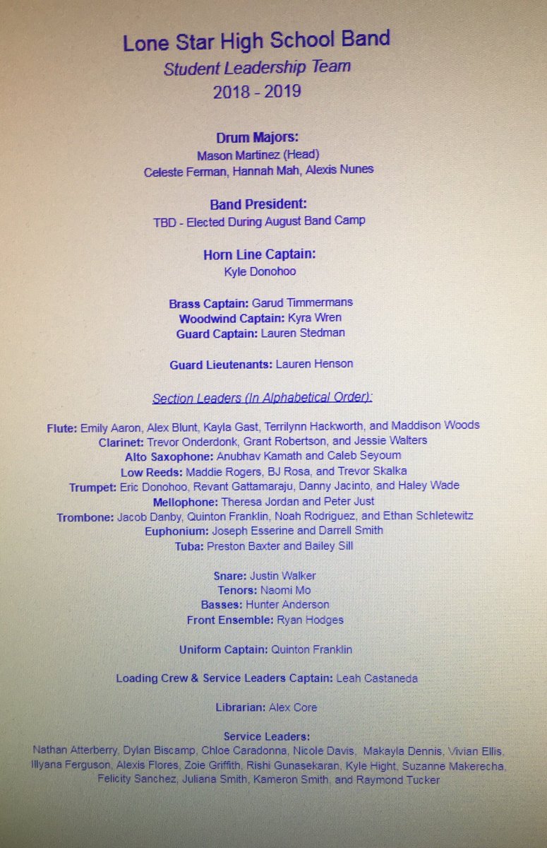 Congratulations to the 2018-2019 Leadership Team!