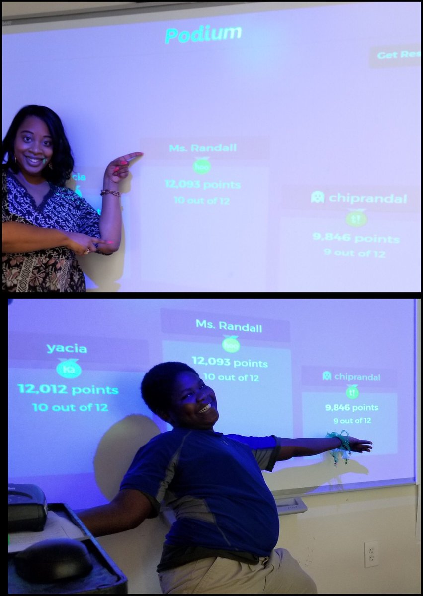 MossAdamsaacps's tweet photo. What better way to bring in the weekend than with a lively round of @GetKahoot?! Our very own behavior support specialist Ms. Randall joined the fun and won in Ms. Redden's class today. #Technology #ClassroomFun #InstructionalTools #AdmiralPride #AACPSAwesome https://t.co/KHUpZ1fzQU